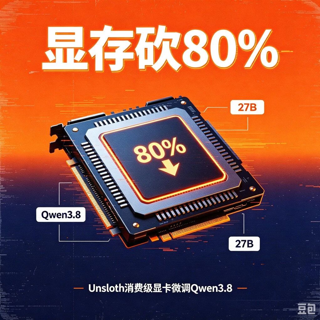 显存直降 80%！Unsloth 让消费级显卡也能微调 Qwen3.8 大模型，人人都能训专属 AI
