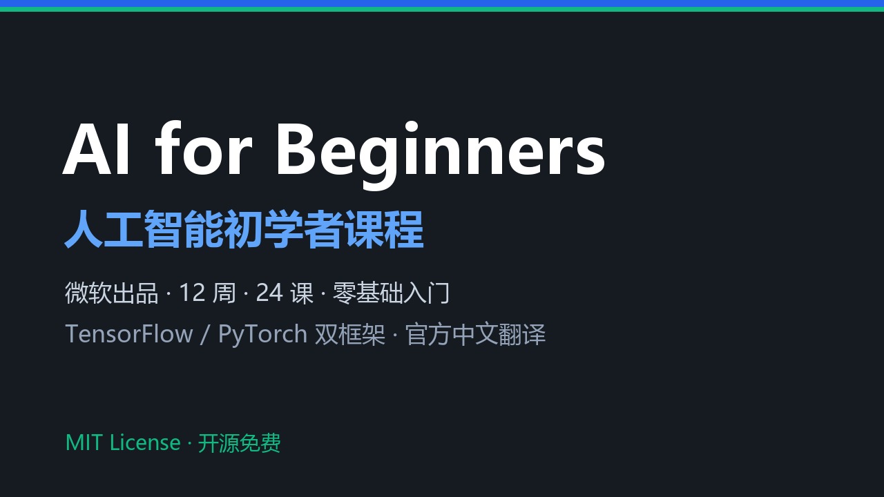📖微软 AI for Beginners《人工智能初学者课程》介绍（12 周 · 24 课）